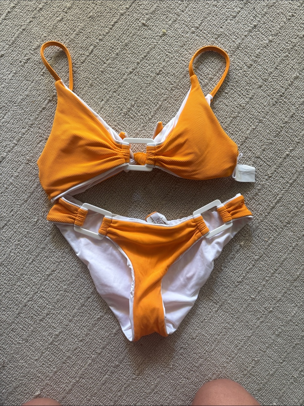 Kids Orange Two-Piece Swim Set with Ring Detail